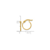 14k Yellow Gold Hoop Earrings, Polished Finish, Lightweight Minimalist Design