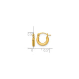 14k Yellow Gold Hoop Earrings, Small Round Tube Style with Hinged Closure for Women