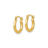 14k Yellow Gold Hoop Earrings, Lightweight Polished Round Tube Design for Women
