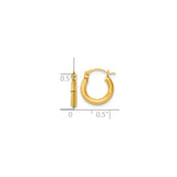 14k Yellow Gold Hoop Earrings, Lightweight Polished Round Tube Design for Women
