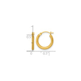 14k Yellow Gold Hoop Earrings, Polished Round Tube with Snap Closure, Lightweight Minimalist Design