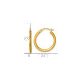 14k Yellow Gold Hoop Earrings, Medium Polished Round Design, Lightweight and Minimalist Style
