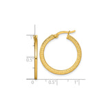14k Yellow Gold Hoop Earrings with Greek Key Design and Polished Finish