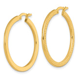 14k Yellow Gold Greek Key Hoop Earrings with Textured Detail, Classic Infinity Design