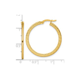 14k Yellow Gold Greek Key Hoop Earrings with Textured Detail, Classic Infinity Design