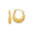 14k Yellow Gold Hoop Earrings with Twisted Scalloped Design, Lightweight Vintage Style Huggies