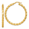 14k Yellow Gold Hoop Earrings, Twisted Rope Style Polished Hoops for Women