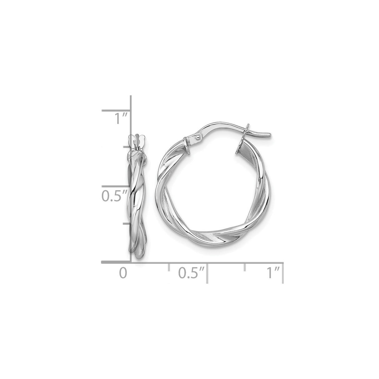 14k White Gold Twisted Hoop Earrings with Polished Interwoven Design