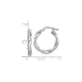 14k White Gold Twisted Hoop Earrings with Polished Interwoven Design