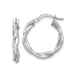 14k White Gold Twisted Hoop Earrings with Polished Interwoven Design