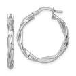 14k White Gold Twisted Hoop Earrings with Polished Interwoven Design for Women