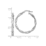 14k White Gold Twisted Hoop Earrings with Braided Design and Latch Back Closure