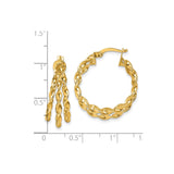 14k Yellow Gold Hoop Earrings, Twisted Braid Design, Polished Finish, Bold Statement Style