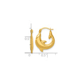14k Yellow Gold Dolphin Hoop Earrings, Polished Nautical Animal Design for Women
