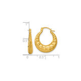 14k Yellow Gold Hoop Earrings with Twisted Textured Design and Polished Finish