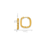 14k Yellow Gold Square Hinged Hoop Earrings, Modern Rounded Edge Design, Lightweight Minimalist Style