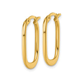 14k Yellow Gold Oval Hoop Earrings, Polished Finish, Snap Back Closure, Sleek Minimalist Design