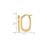 14k Yellow Gold Oval Hoop Earrings, Polished Finish, Snap Back Closure, Sleek Minimalist Design