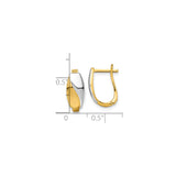14k Yellow Gold Crossover Hinged Hoop Earrings, Rhodium Two-Tone Huggie Style for Women