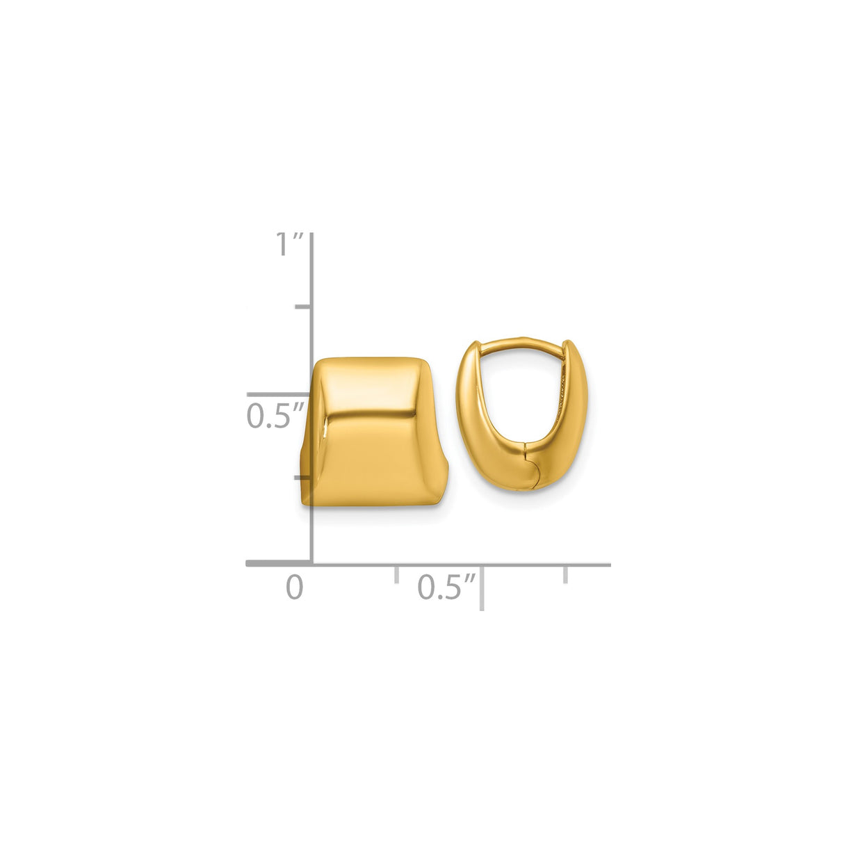 14k Yellow Gold Hoop Earrings with Bold Square Front and Geometric Design