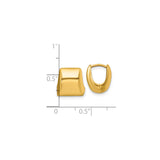 14k Yellow Gold Hoop Earrings with Bold Square Front and Geometric Design