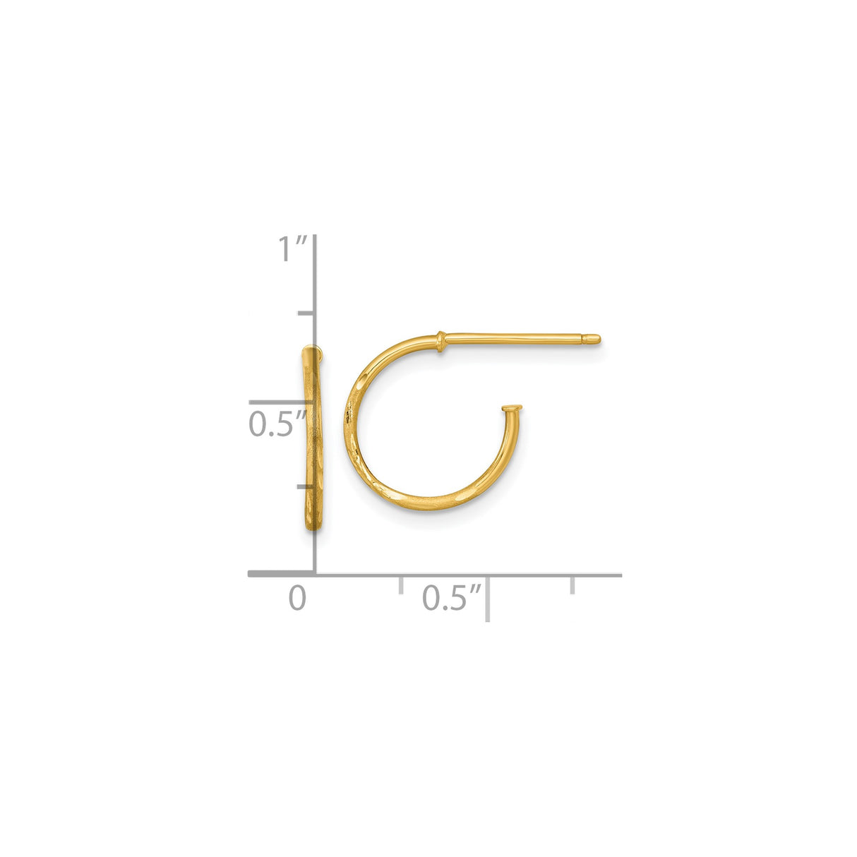 14k Yellow Gold Hoop Earrings, Polished Hammered Texture, Lightweight Minimalist Design