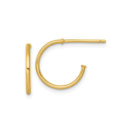 14k Yellow Gold Hoop Earrings, Polished Lightweight Round Design, Minimalist Everyday Style