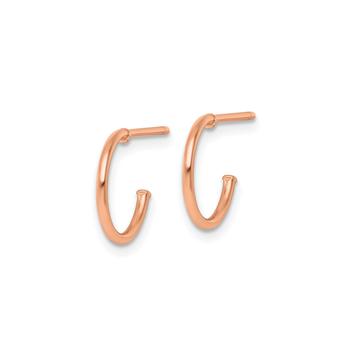 14k Rose Gold Small Hoop Earrings, Polished Minimalist Open Hoops for Women