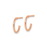 14k Rose Gold Small Hoop Earrings, Polished Minimalist Open Hoops for Women
