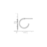 14k White Gold Hoop Earrings, Polished C-Hoop Design, Minimalist Modern Style for Women