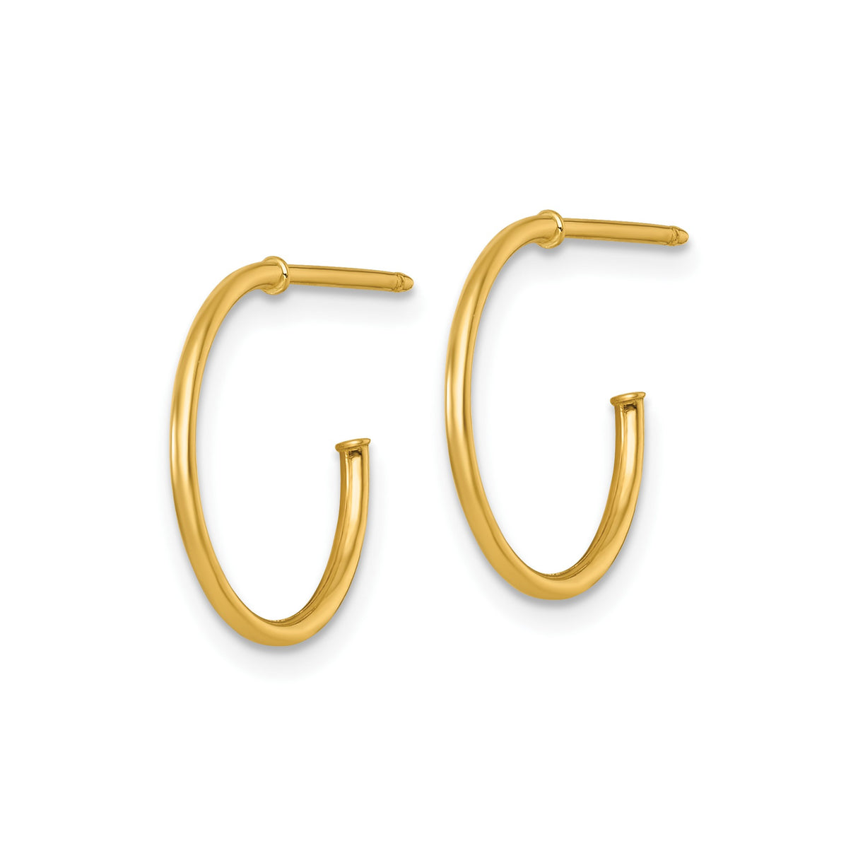 14k Yellow Gold Hoop Earrings, Sleek Polished Finish, Minimalist Lightweight Design for Women