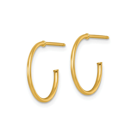 14k Yellow Gold Hoop Earrings, Sleek Polished Finish, Minimalist Lightweight Design for Women