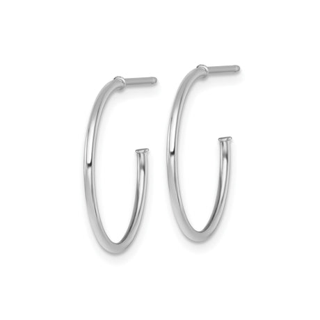 14k White Gold Hoop Earrings, Polished Minimalist Design for Women