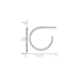 14k White Gold Hoop Earrings, Polished Minimalist Design for Women