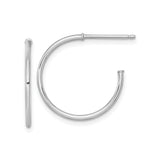 14k White Gold Hoop Earrings, Polished Minimalist Design for Women