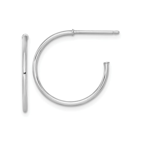 14k White Gold Hoop Earrings, Polished Minimalist Design for Women