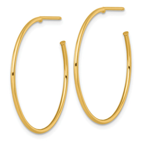 14k Yellow Gold Hoop Earrings, Classic Medium Round Hoops with Polished Finish for Women