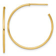 14k Yellow Gold Hoop Earrings, Classic Medium Round Hoops with Polished Finish for Women