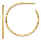 14k Yellow Gold Hoop Earrings, Classic Medium Round Hoops with Polished Finish for Women