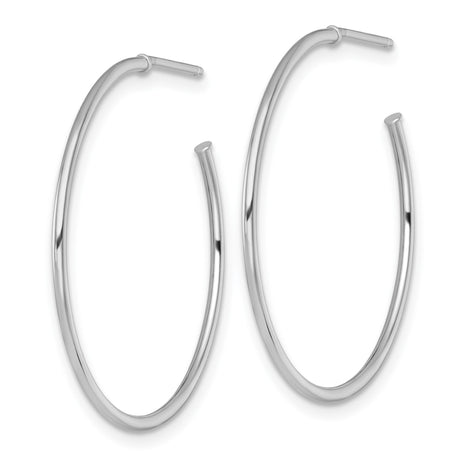 14k White Gold Hoop Earrings, Lightweight Medium Classic Round Polished Design for Women