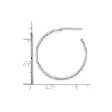 14k White Gold Hoop Earrings, Lightweight Medium Classic Round Polished Design for Women
