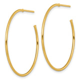 14k Yellow Gold Hoop Earrings, Lightweight Polished Design, Minimalist Round Style for Women
