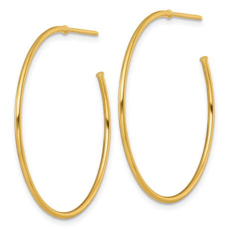 14k Yellow Gold Hoop Earrings, Lightweight Polished Design, Minimalist Round Style for Women