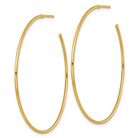 14k Yellow Gold Hoop Earrings, Medium Round, Sleek Minimalist Design, Polished Finish