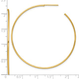 14k Yellow Gold Hoop Earrings, Large Lightweight Smooth Polished Minimalist Round Design
