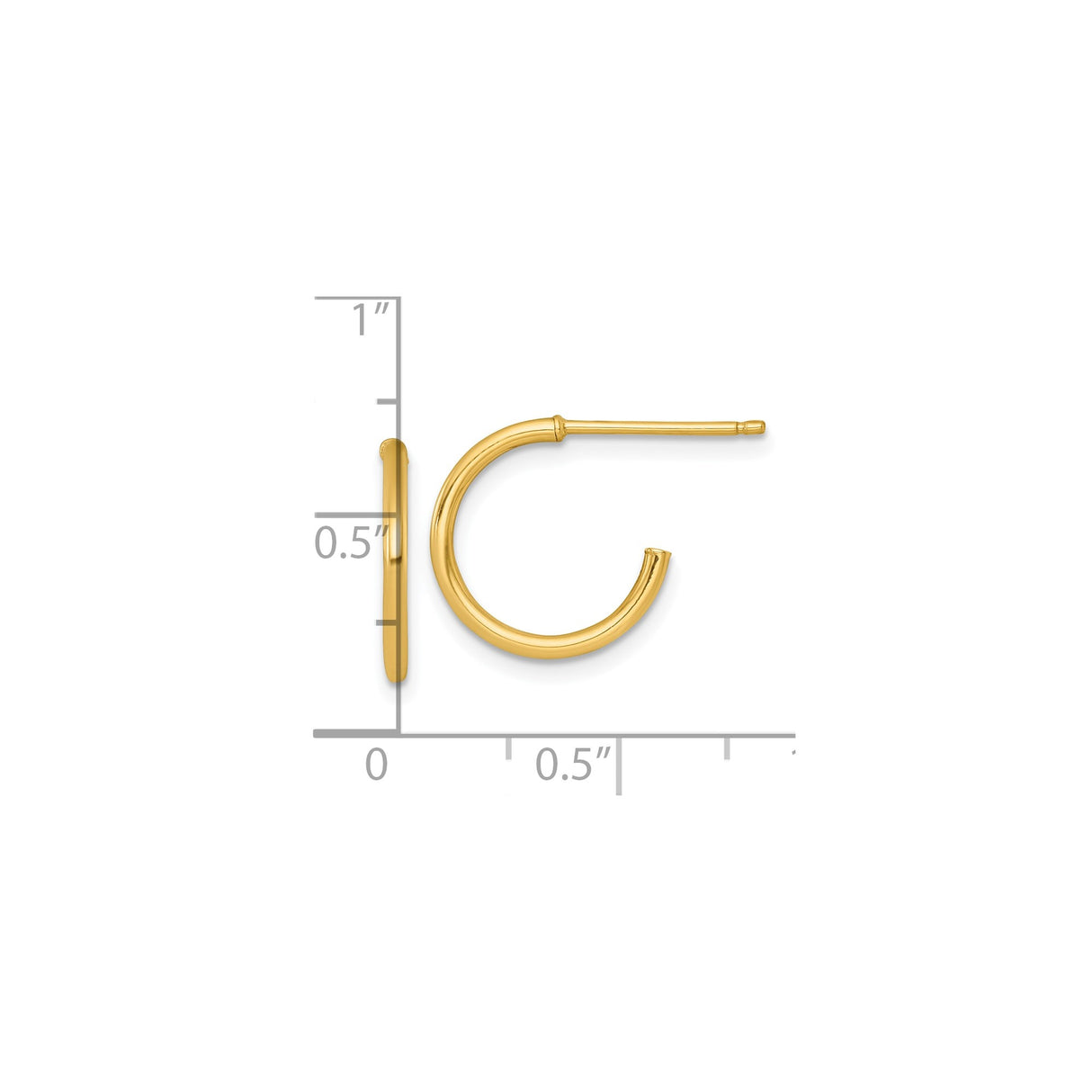 14k Yellow Gold Hoop Earrings, Small Lightweight Round Polished Hoops for Women