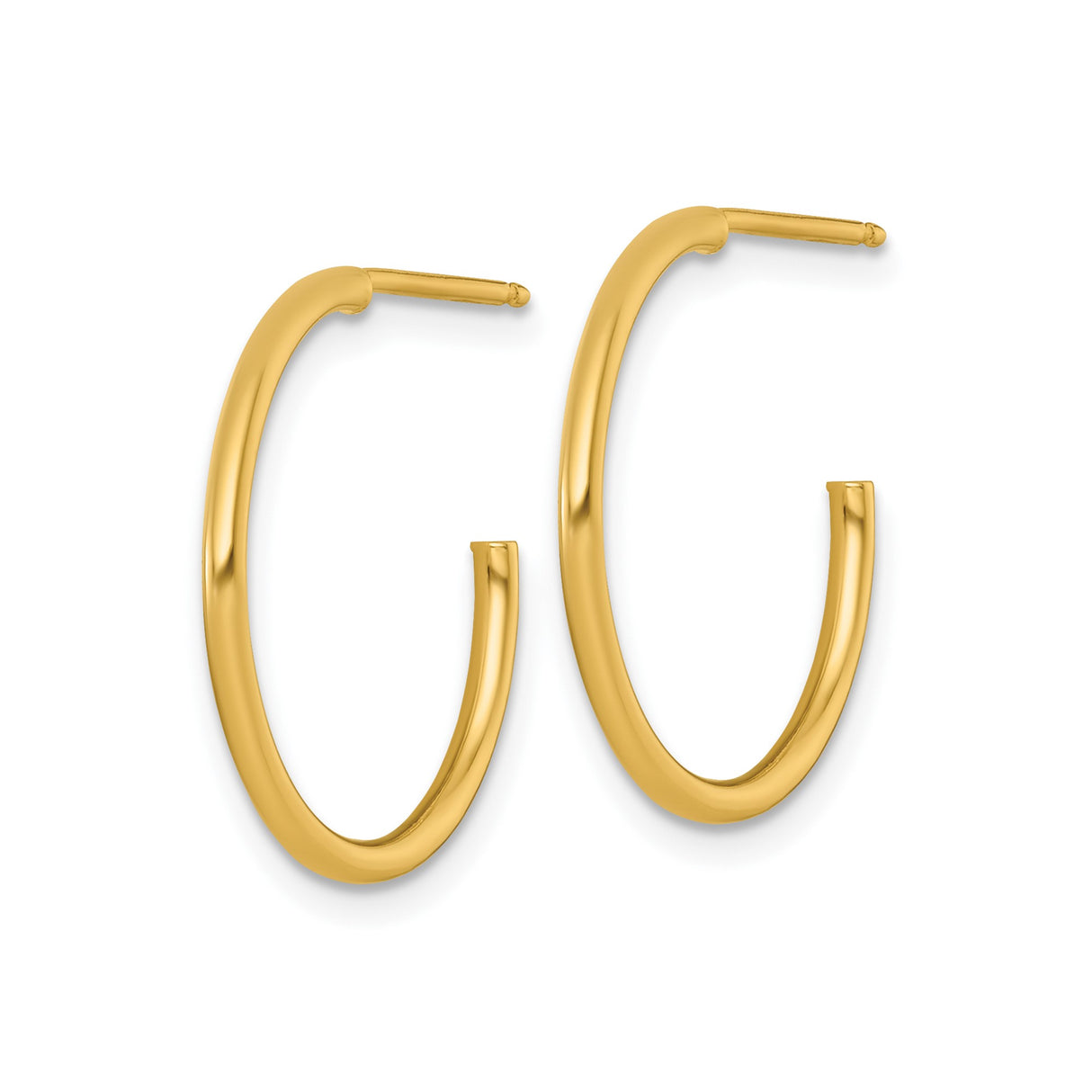 14k Yellow Gold Hoop Earrings, Classic Lightweight Polished Minimalist Design for Women