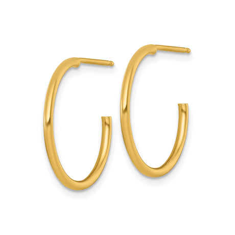 14k Yellow Gold Hoop Earrings, Classic Lightweight Polished Minimalist Design for Women