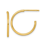 14k Yellow Gold Hoop Earrings, Classic Lightweight Polished Minimalist Design for Women