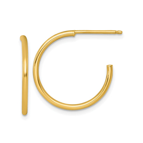 14k Yellow Gold Hoop Earrings, Classic Lightweight Polished Minimalist Design for Women